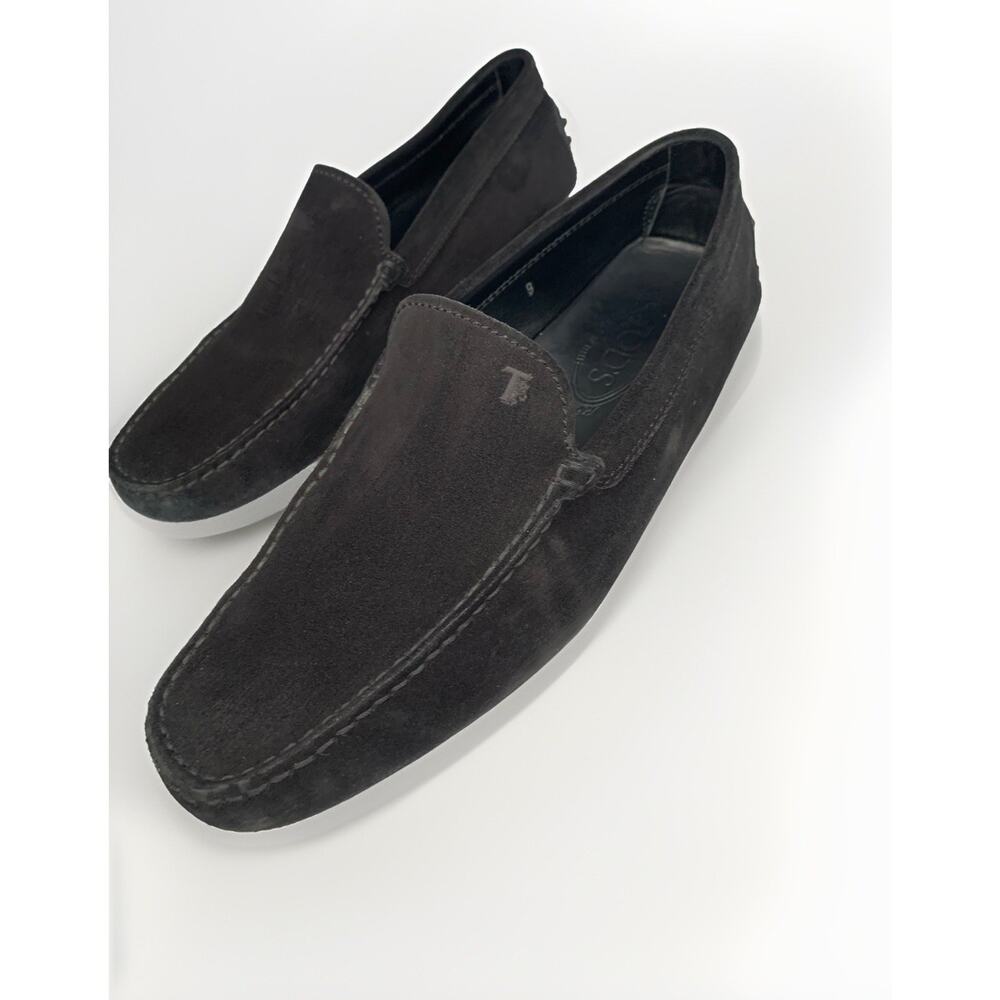 Tod's Men's suede black Loafers Driving Moccasins Slip On Casual shoes Size 9